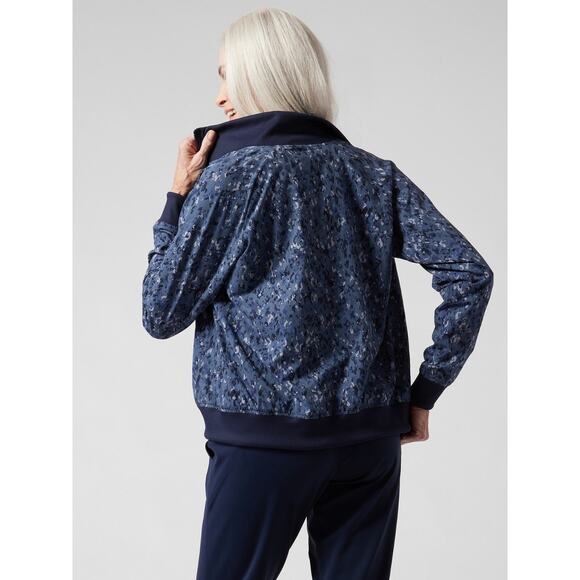 Athleta Brooklyn Bomber Jacket Jogger Captivate Chrome Blue Set Size 0/2 Tall - Picture 1 of 12